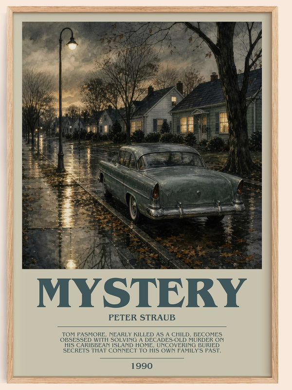 Mystery bookish book poster by Peter Straub – framed literary art print