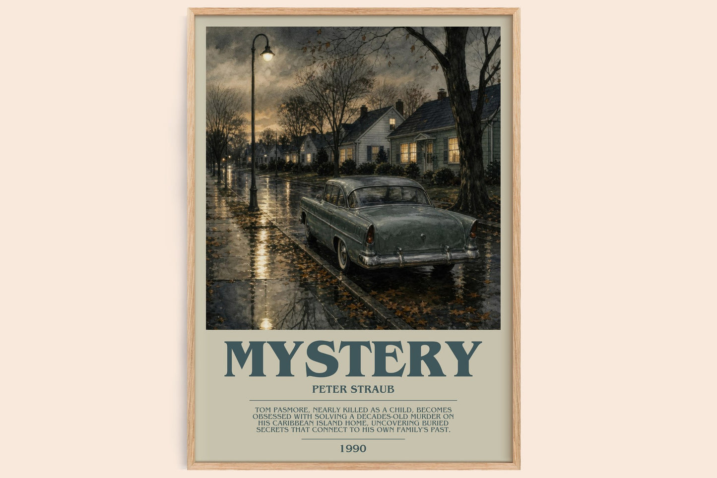 Mystery bookish book poster by Peter Straub – framed literary art print