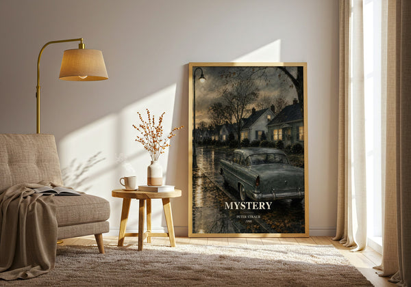 Mystery watercolour print in frame leaning in hallway – mystery wall art
