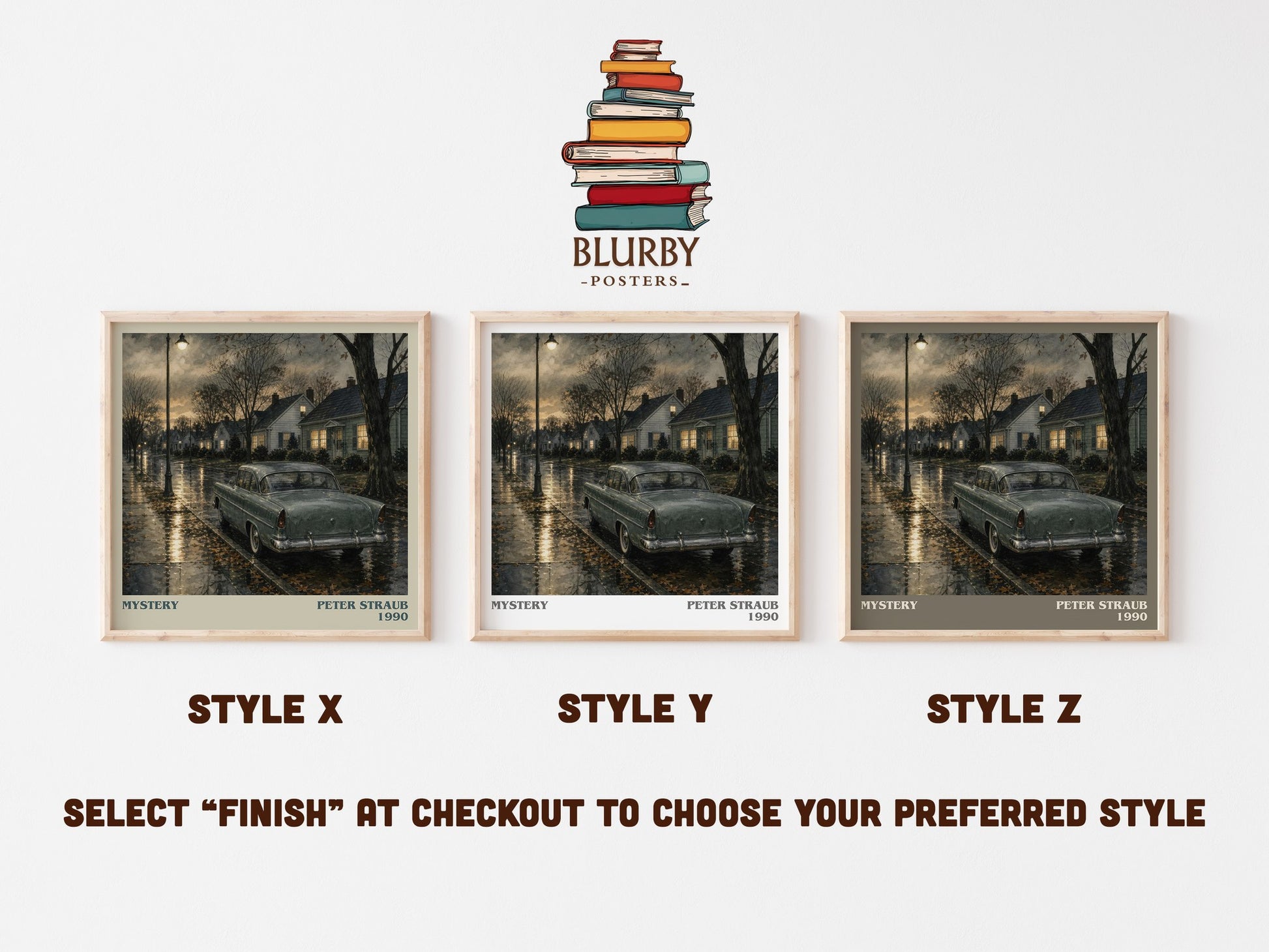 Mystery literary print in frame leaning in hallway – mystery wall art