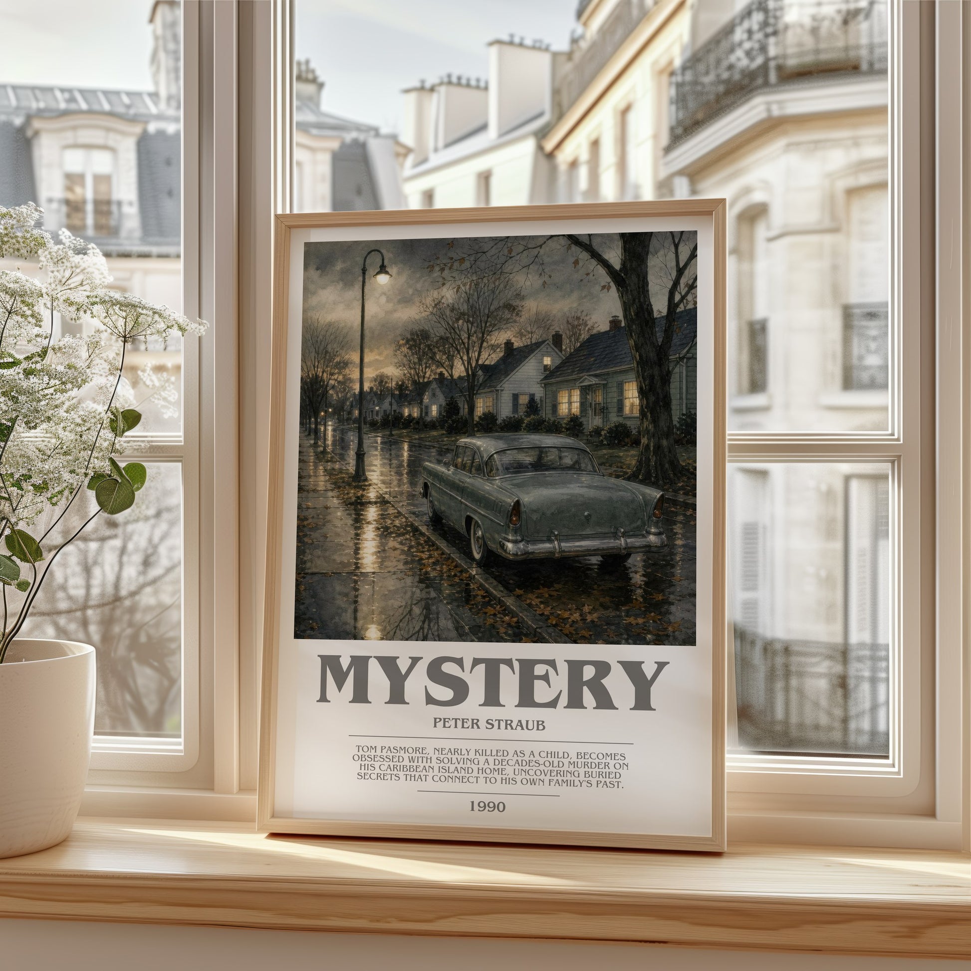 Mystery bookish poster colour and style options – Peter Straub book art