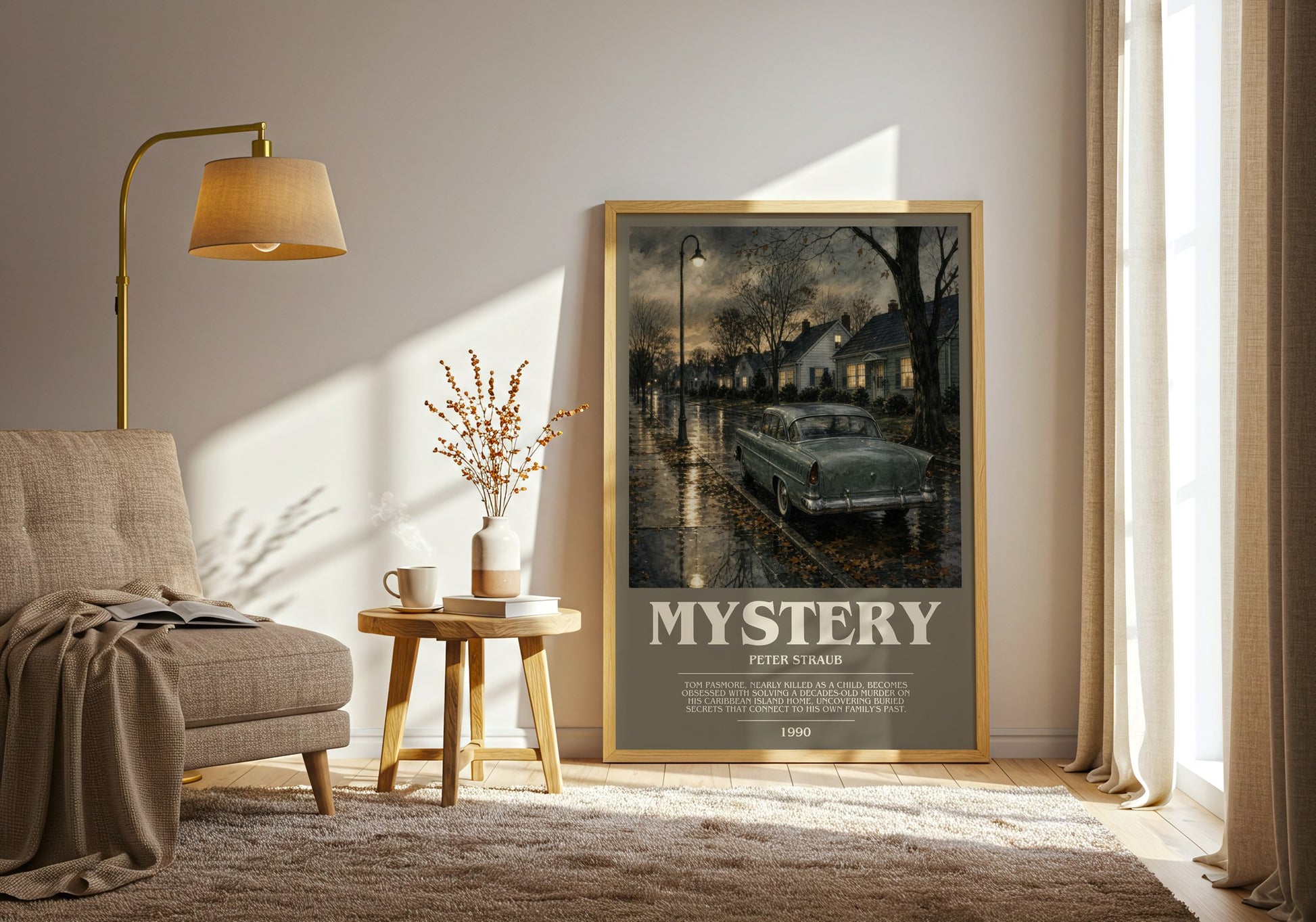 Mystery bookish print on bookshelf – Peter Straub fan gift