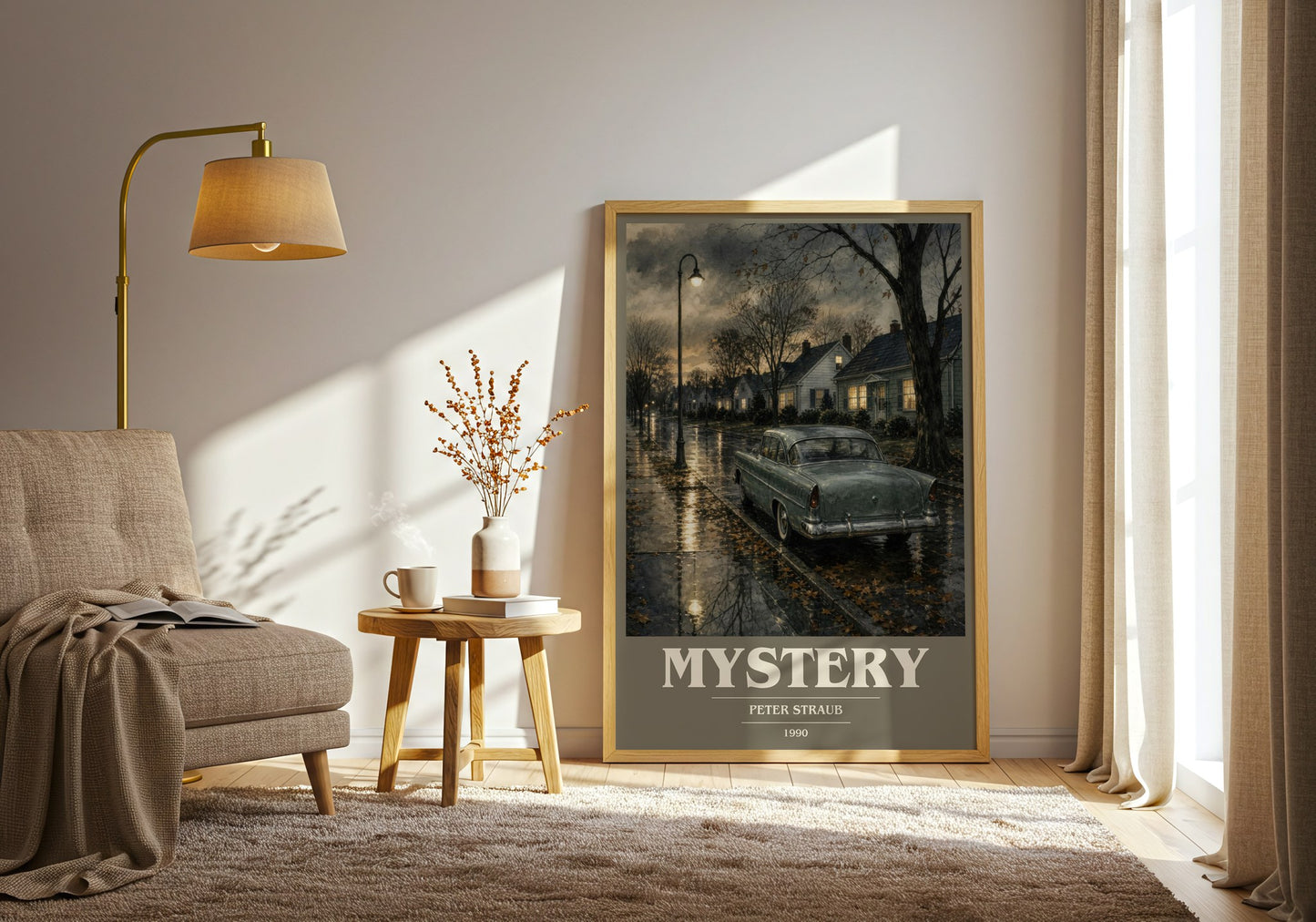Mystery book cover print on bookshelf – Peter Straub fan gift