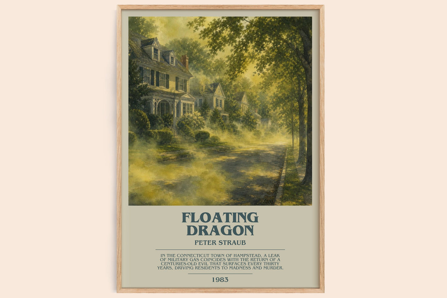 Floating Dragon bookish book poster by Peter Straub – framed literary art print
