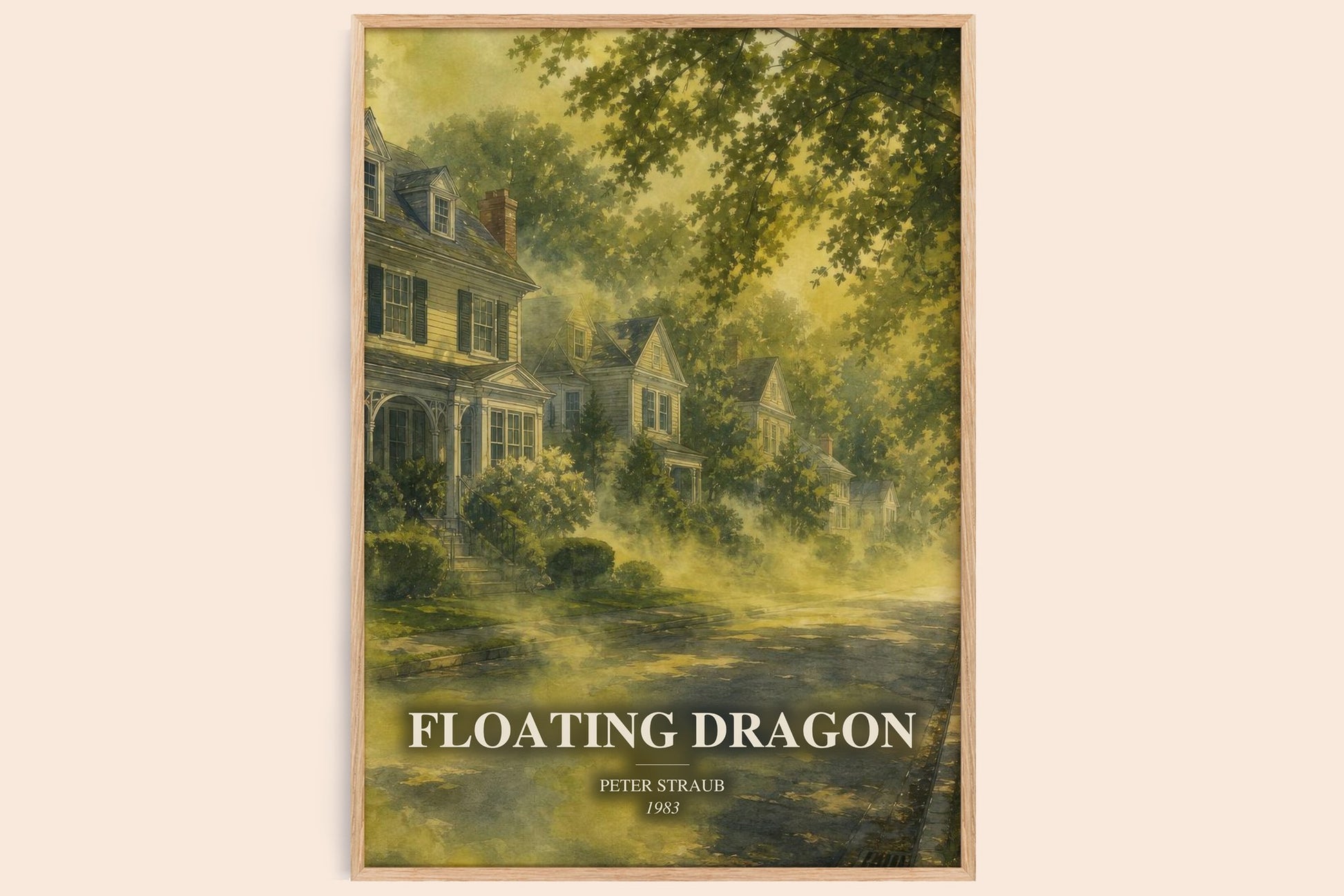 Floating Dragon watercolour book poster by Peter Straub – framed literary art print