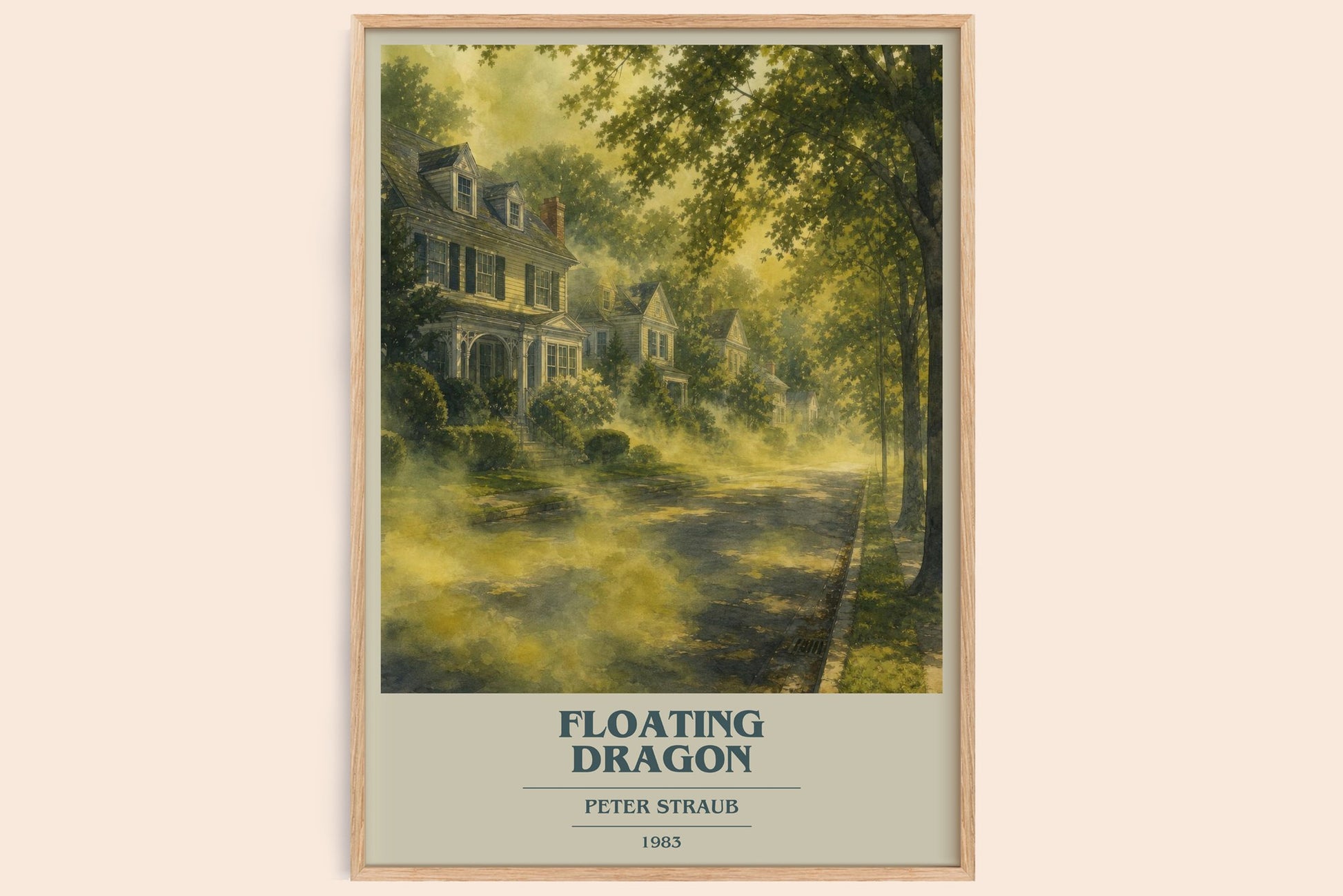Floating Dragon book cover book poster by Peter Straub – framed literary art print