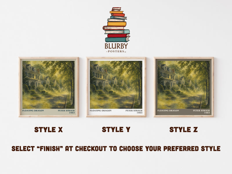 Floating Dragon literary print in frame leaning in hallway – horror wall art
