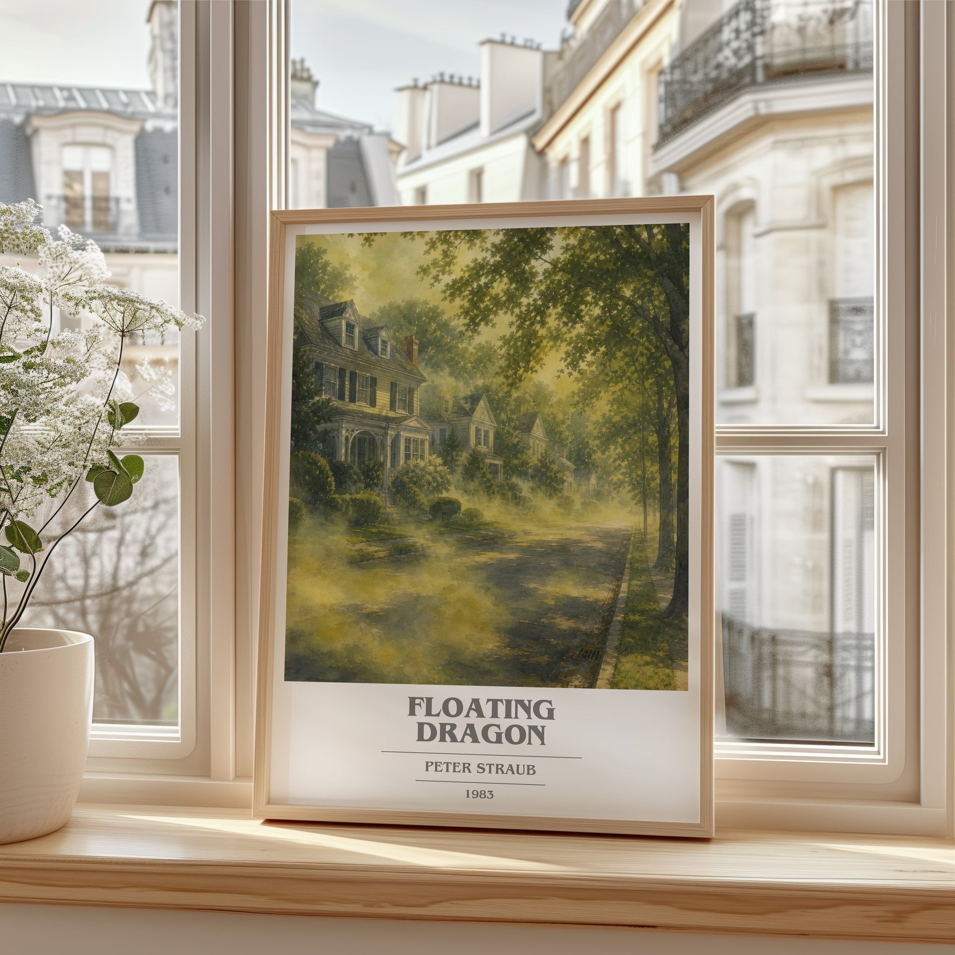 Floating Dragon book cover poster colour and style options – Peter Straub book art