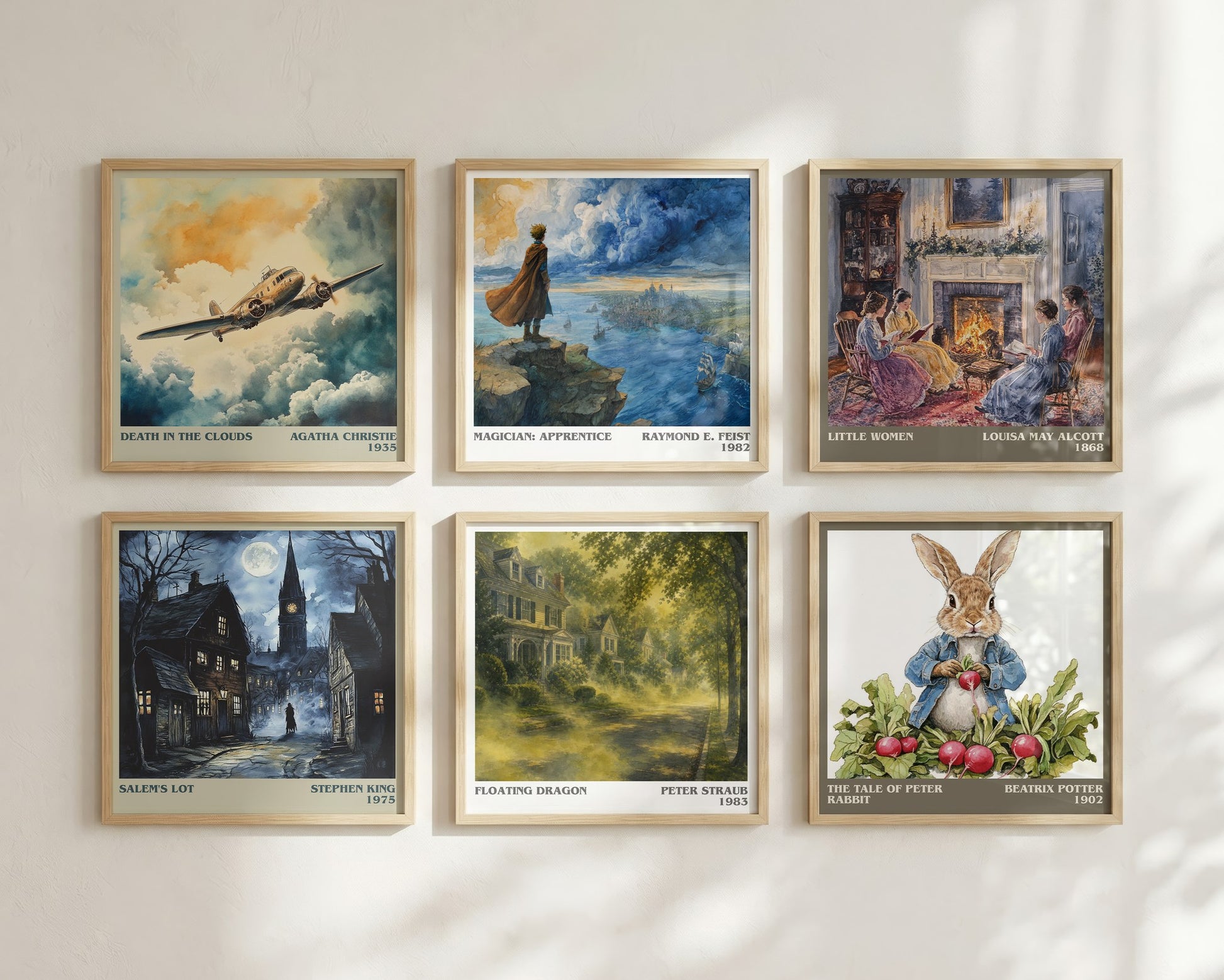 Floating Dragon literary print framed by window – literary home decor