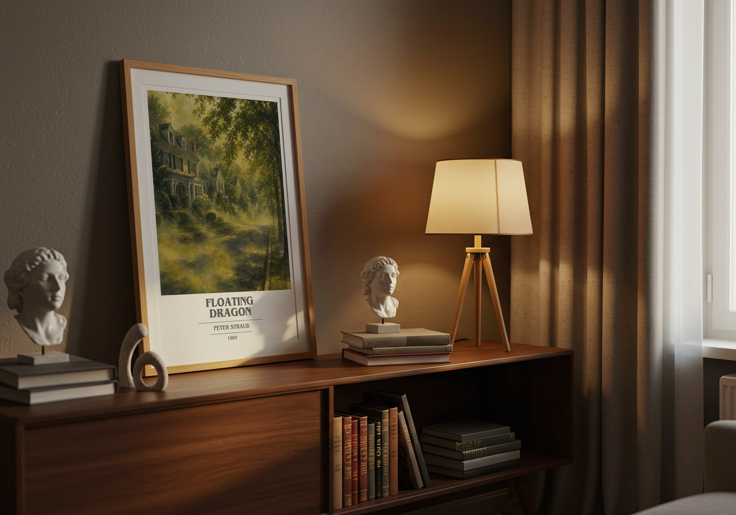 Floating Dragon book cover book poster framed on wall – horror wall art