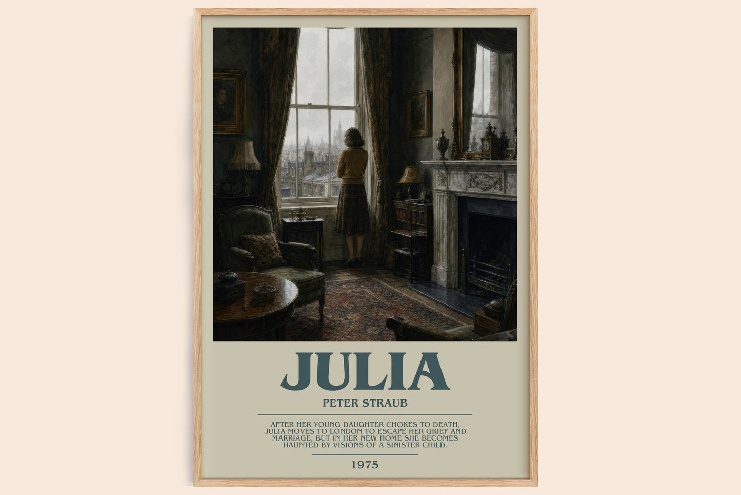 Julia bookish book poster by Peter Straub – framed literary art print