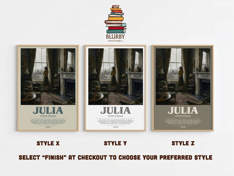 Julia bookish print in frame leaning in hallway – horror wall art