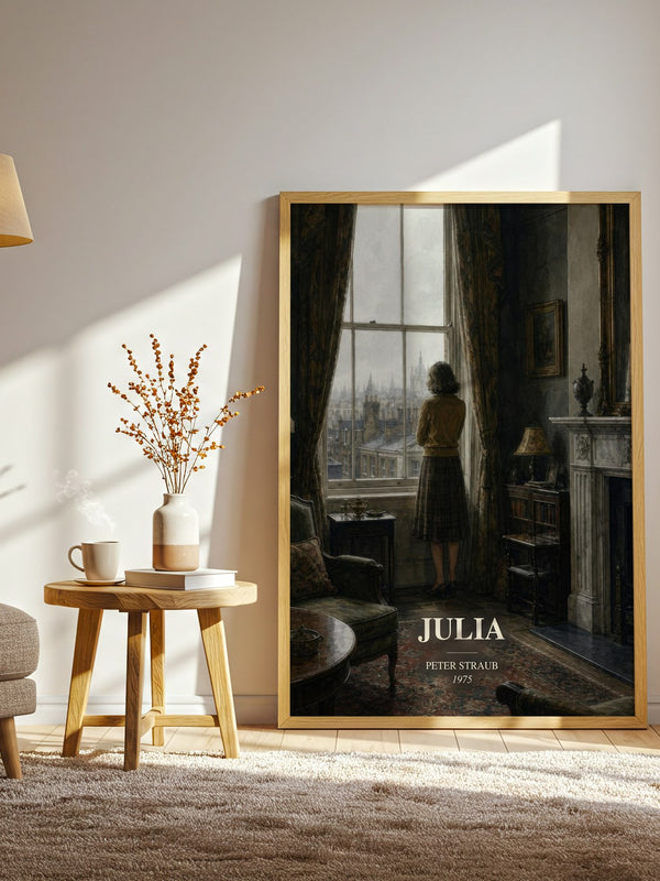 Julia watercolour print in frame leaning in hallway – horror wall art