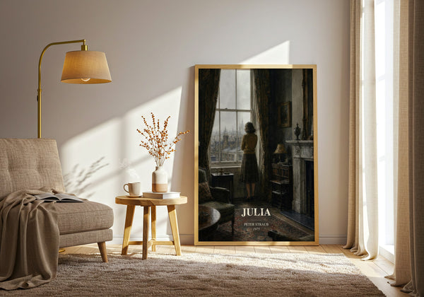 Julia watercolour print in frame leaning in hallway – horror wall art