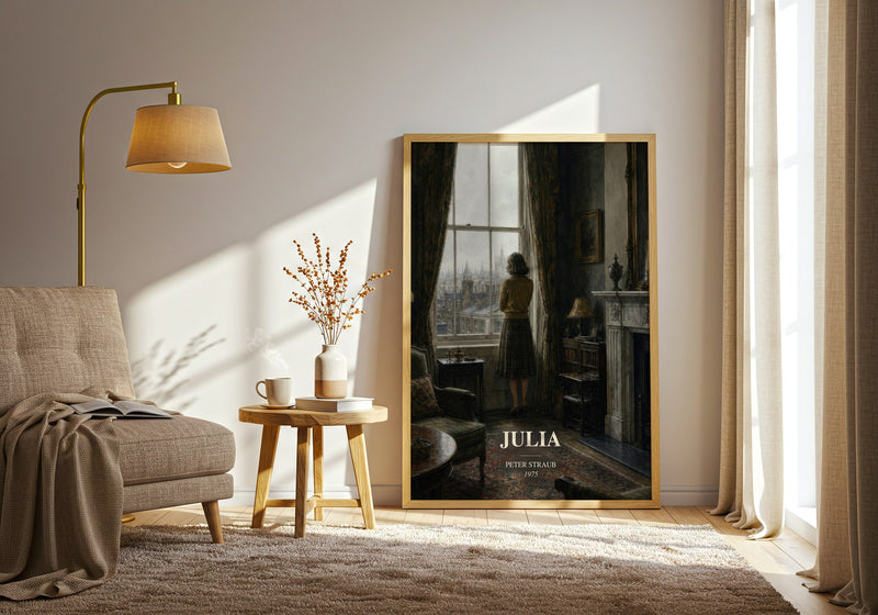 Julia watercolour print in frame leaning in hallway – horror wall art