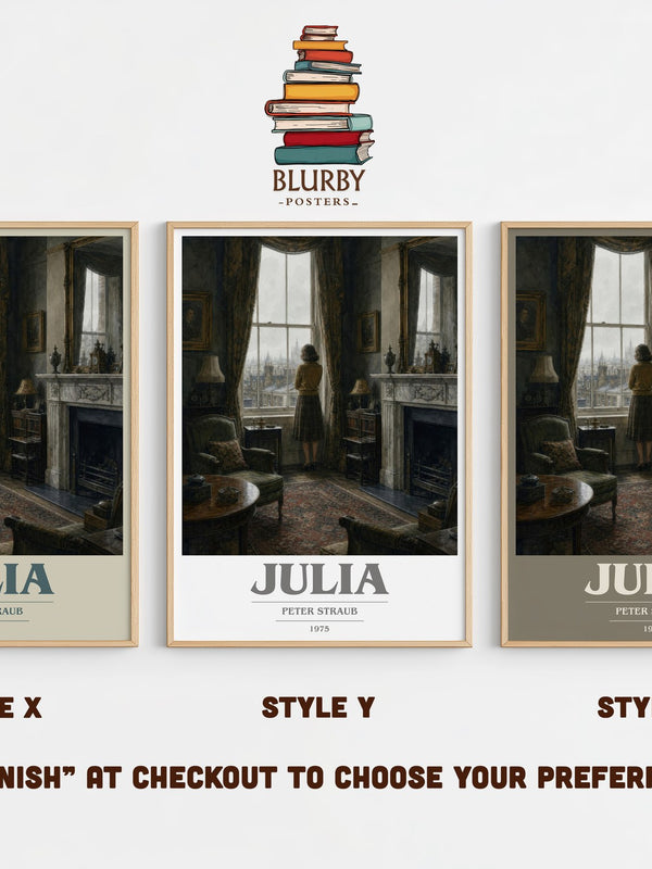 Julia book cover print in frame leaning in hallway – horror wall art