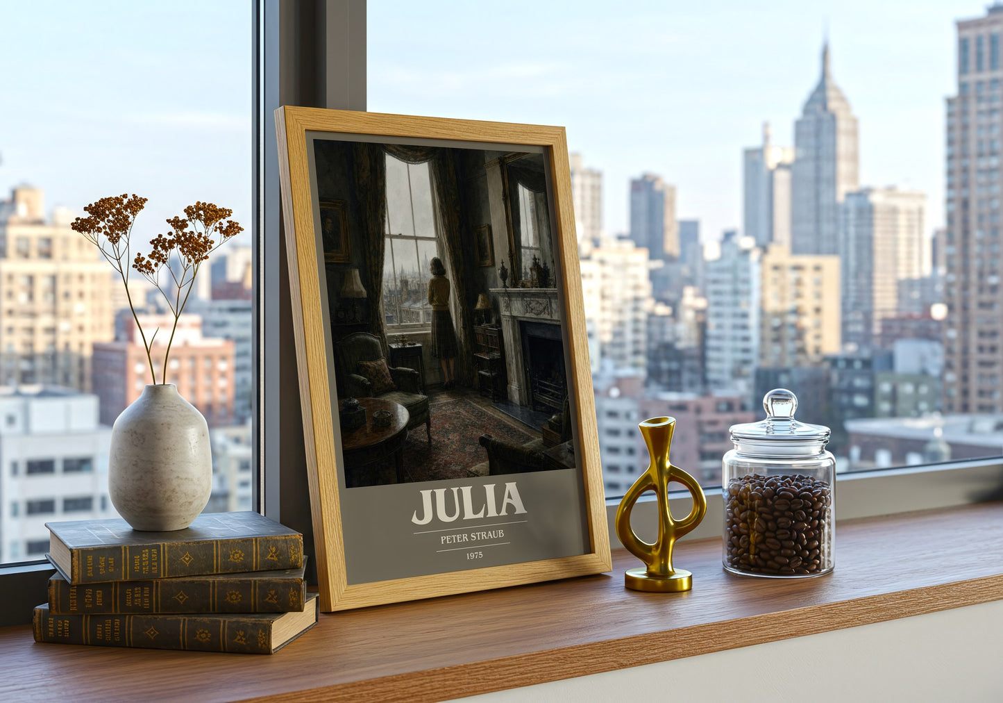Julia book cover print framed by window – literary home decor