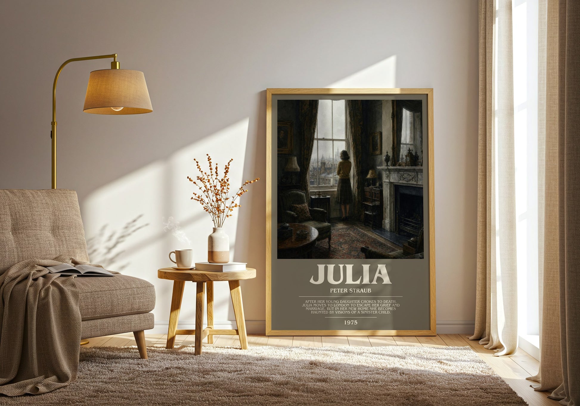 Julia bookish print on bookshelf – Peter Straub fan gift