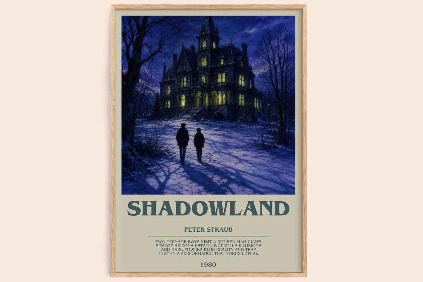 Shadowland bookish book poster by Peter Straub – framed literary art print