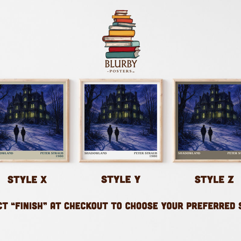 Shadowland literary print in frame leaning in hallway – horror wall art