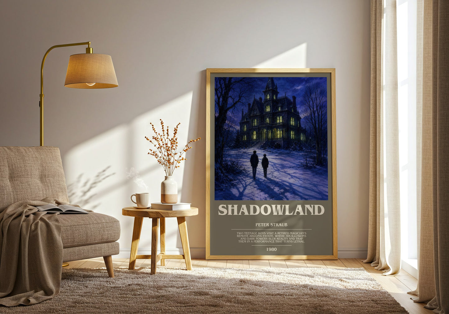 Shadowland bookish print on bookshelf – Peter Straub fan gift