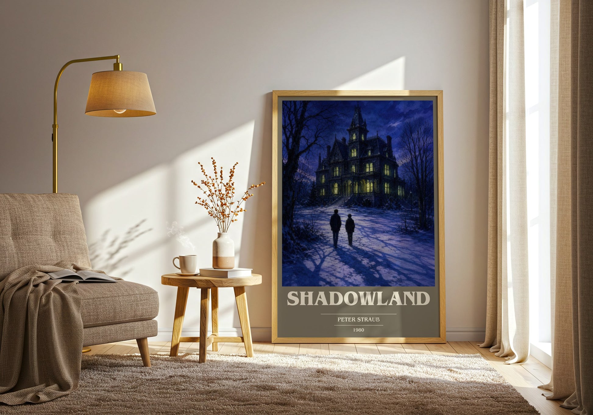 Shadowland book cover print on bookshelf – Peter Straub fan gift