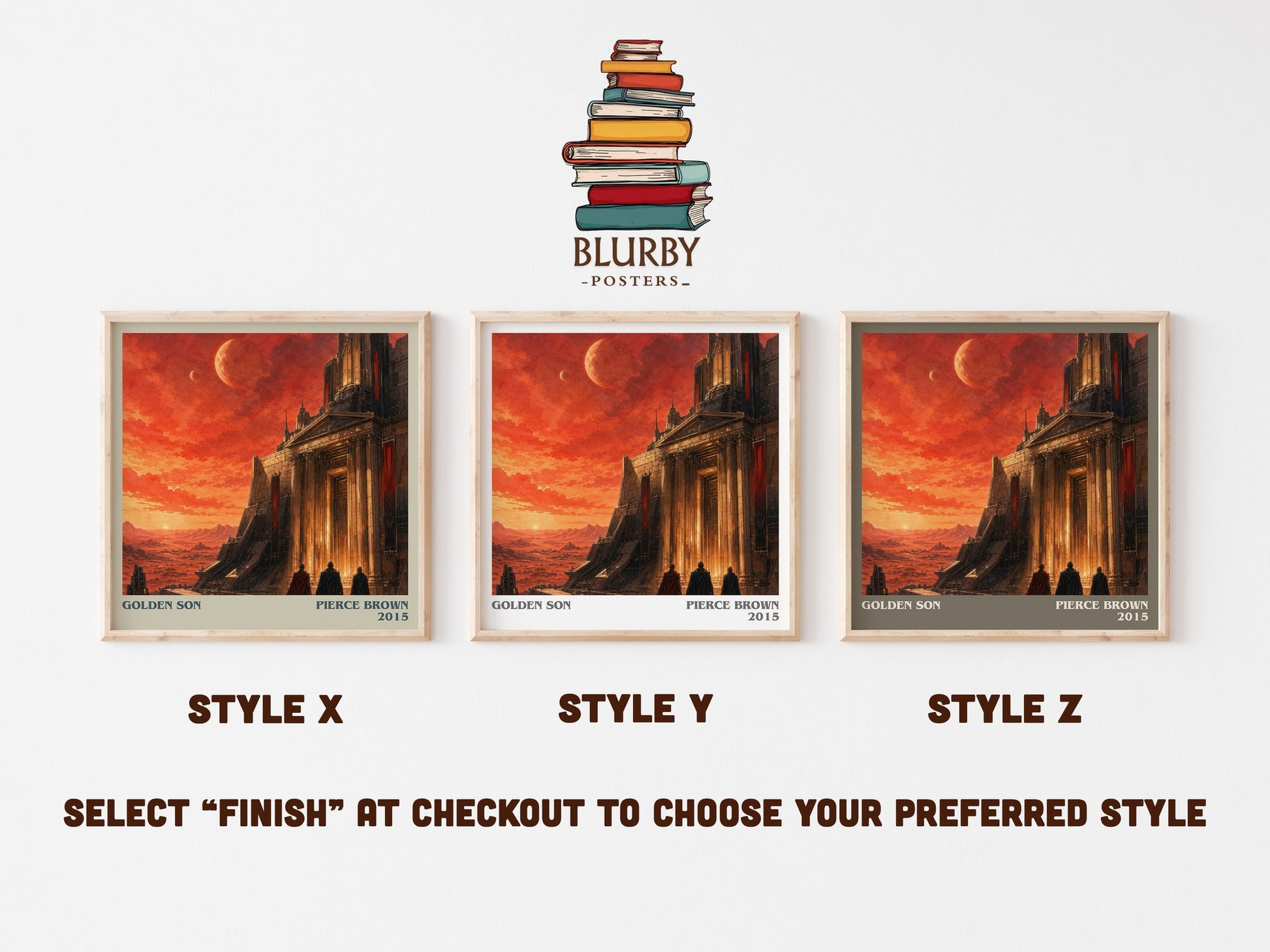 Golden Son literary print in frame leaning in hallway – sci fi wall art