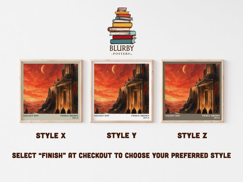 Golden Son literary print in frame leaning in hallway – sci fi wall art