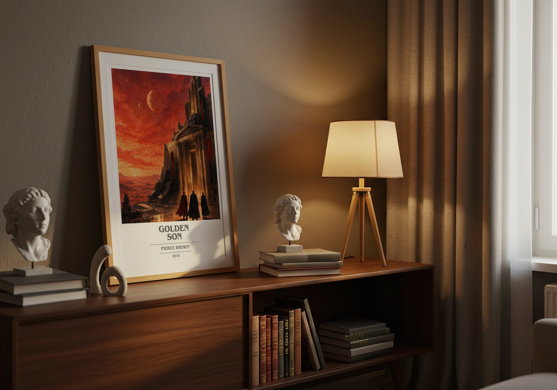 Golden Son book cover book poster framed on wall – sci fi wall art
