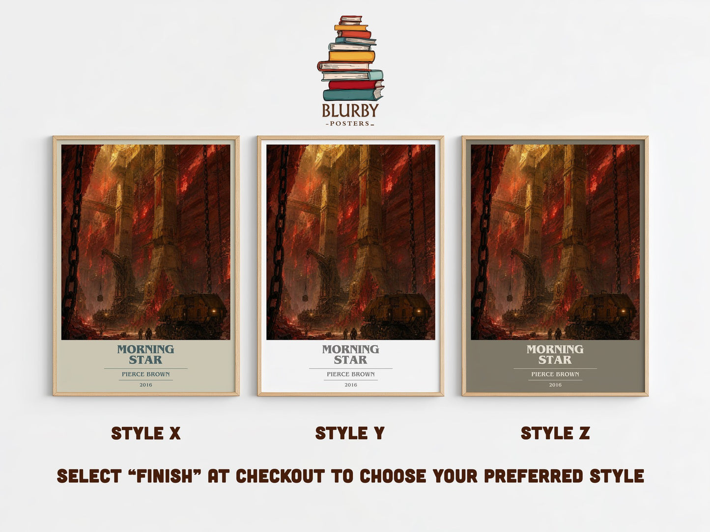 Morning Star book cover print in frame leaning in hallway – sci fi wall art
