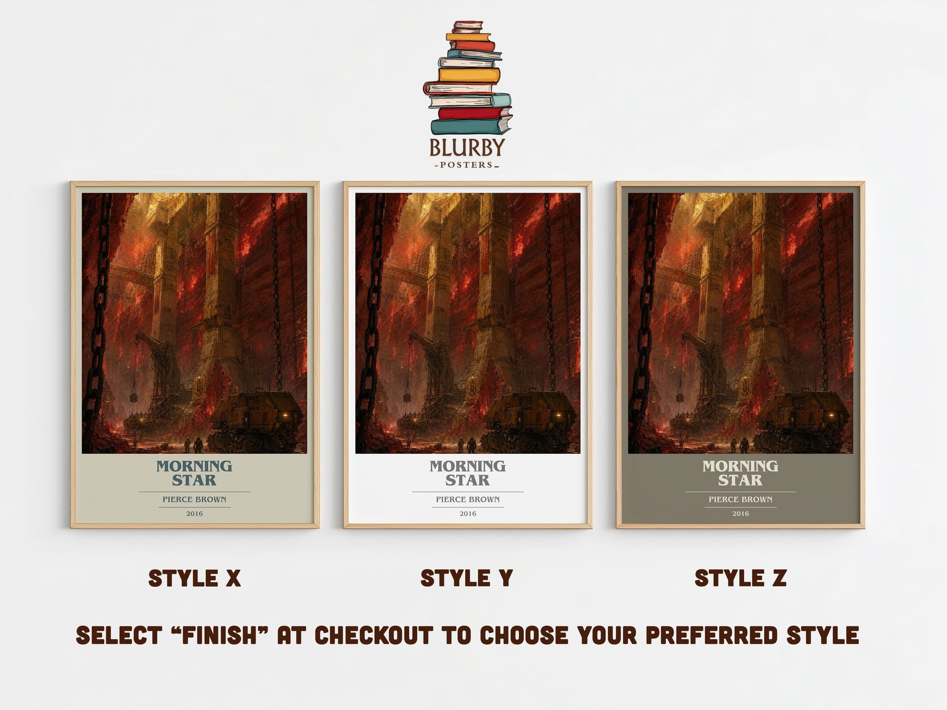Morning Star book cover print in frame leaning in hallway – sci fi wall art