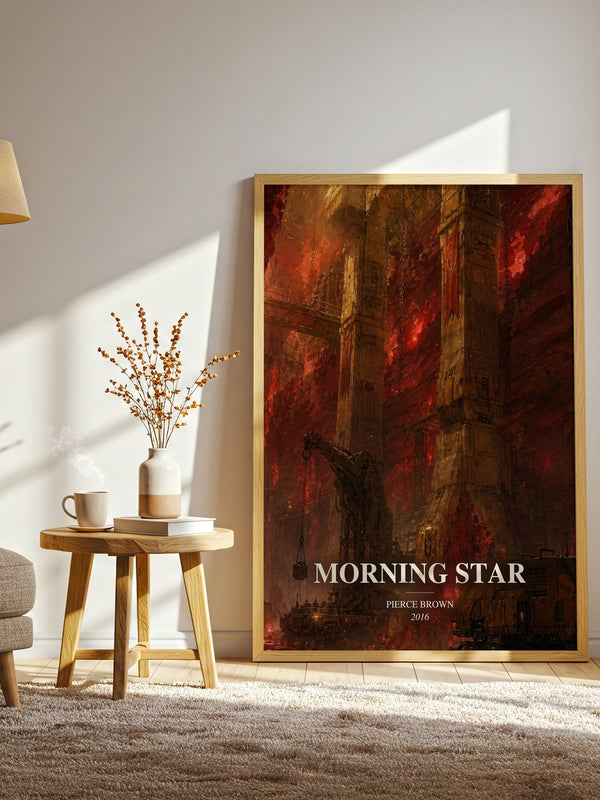Morning Star watercolour print in frame leaning in hallway – sci fi wall art