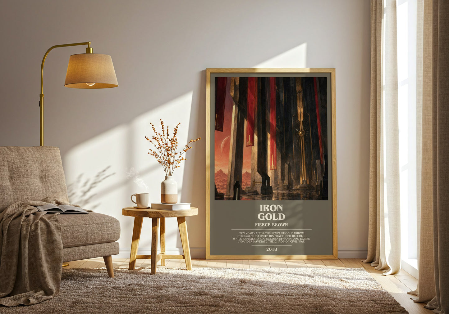 Iron Gold bookish print on bookshelf – Pierce Brown fan gift