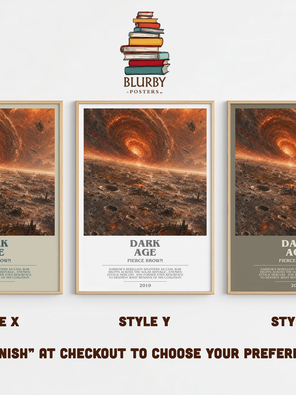 Dark Age bookish print in frame leaning in hallway – sci fi wall art