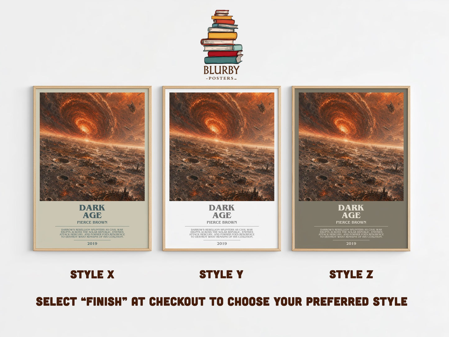 Dark Age bookish print in frame leaning in hallway – sci fi wall art