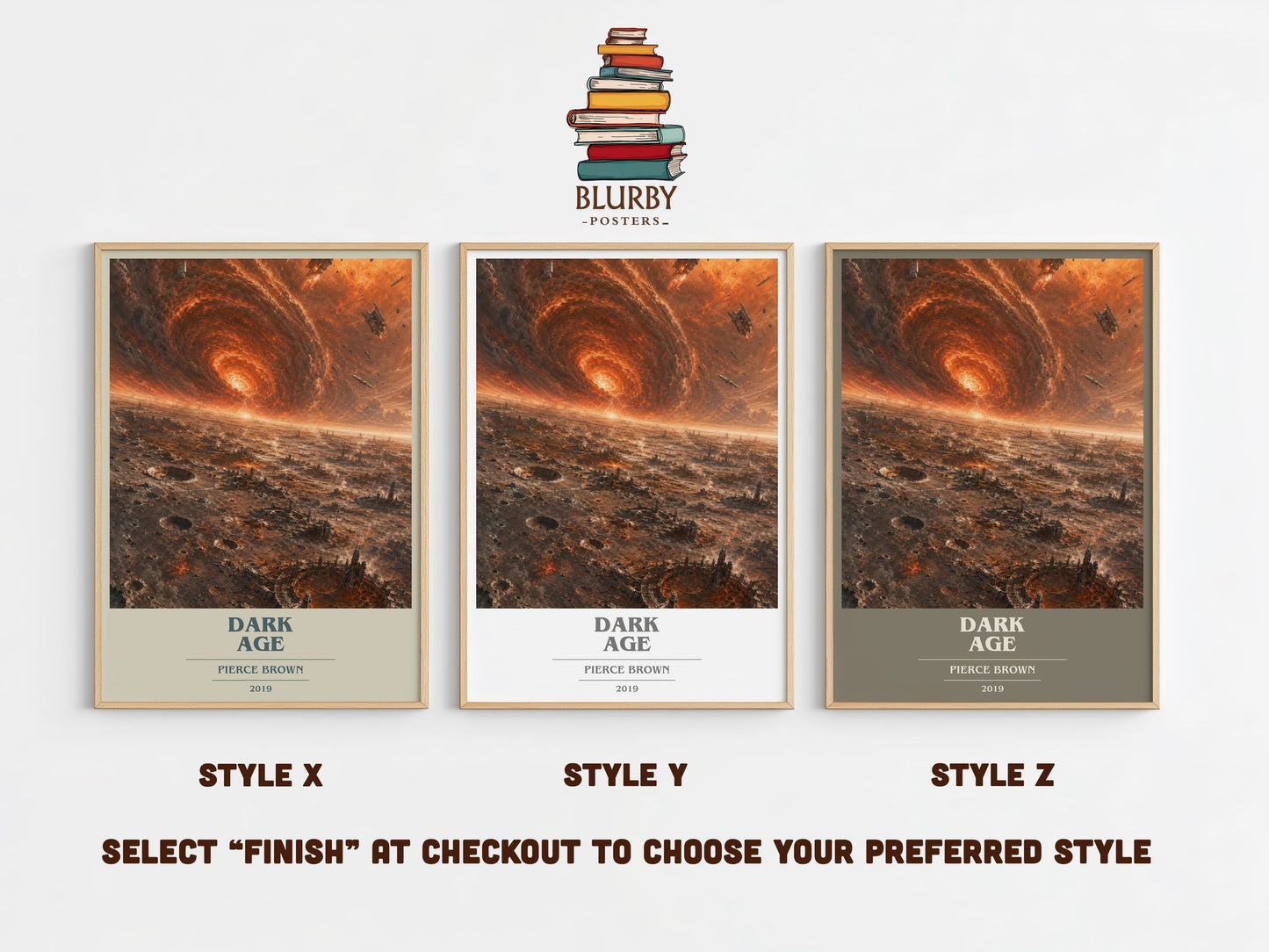 Dark Age book cover print in frame leaning in hallway – sci fi wall art