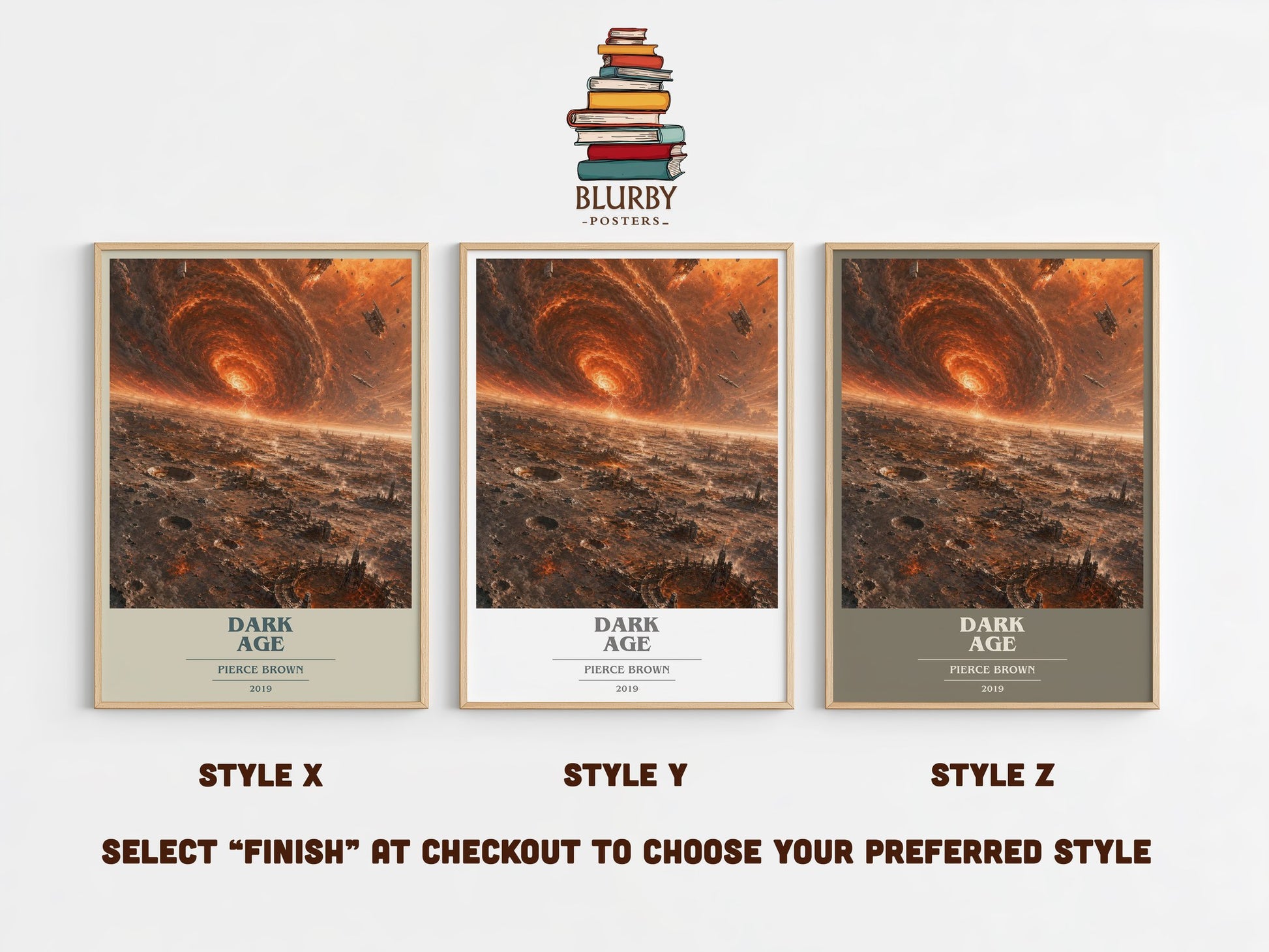 Dark Age book cover print in frame leaning in hallway – sci fi wall art