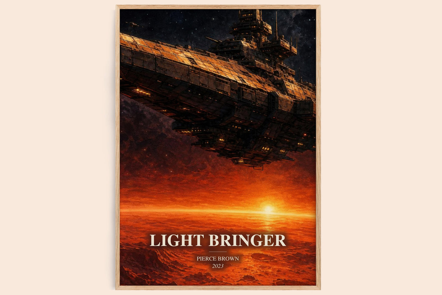 Light Bringer watercolour book poster by Pierce Brown – framed literary art print