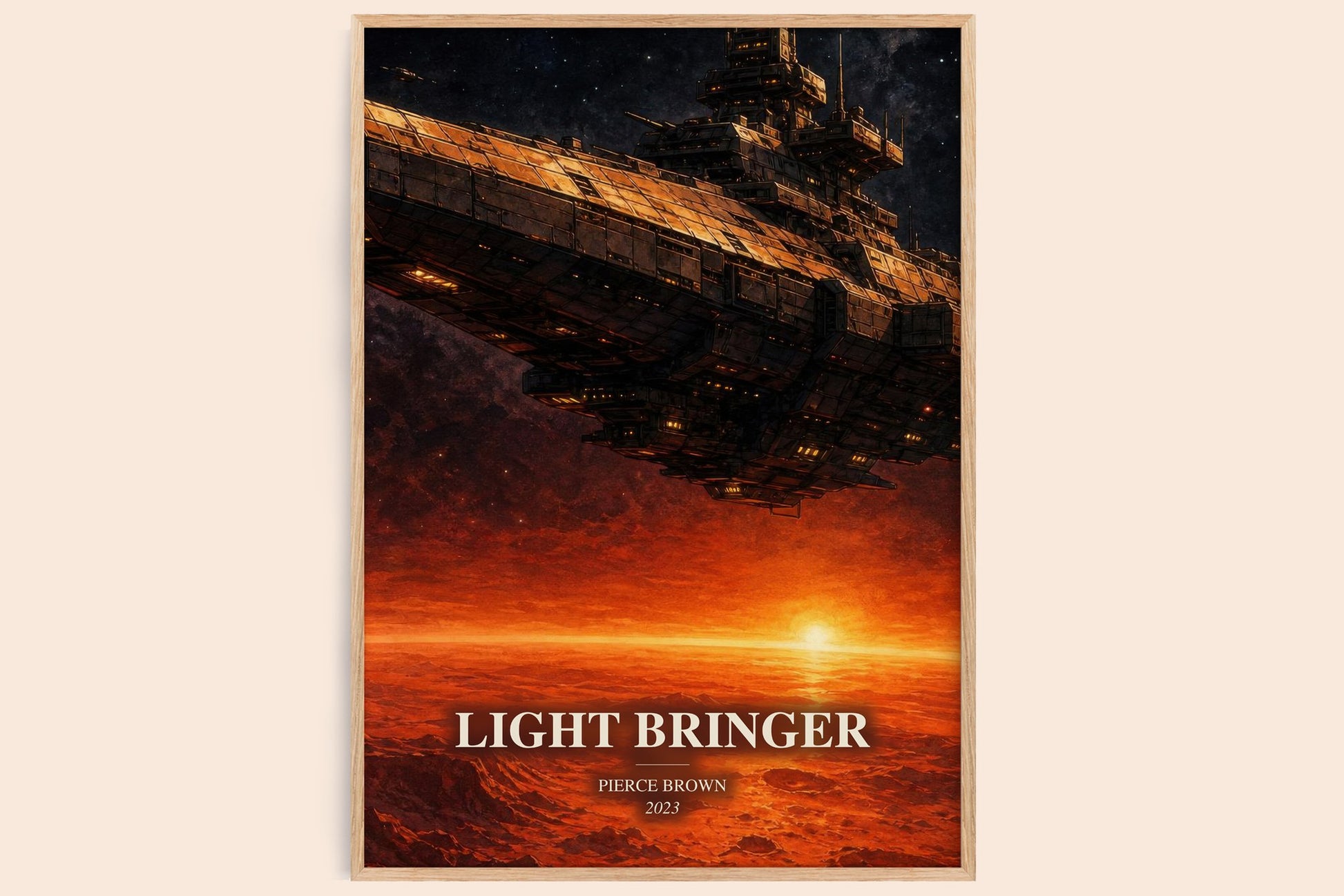 Light Bringer watercolour book poster by Pierce Brown – framed literary art print