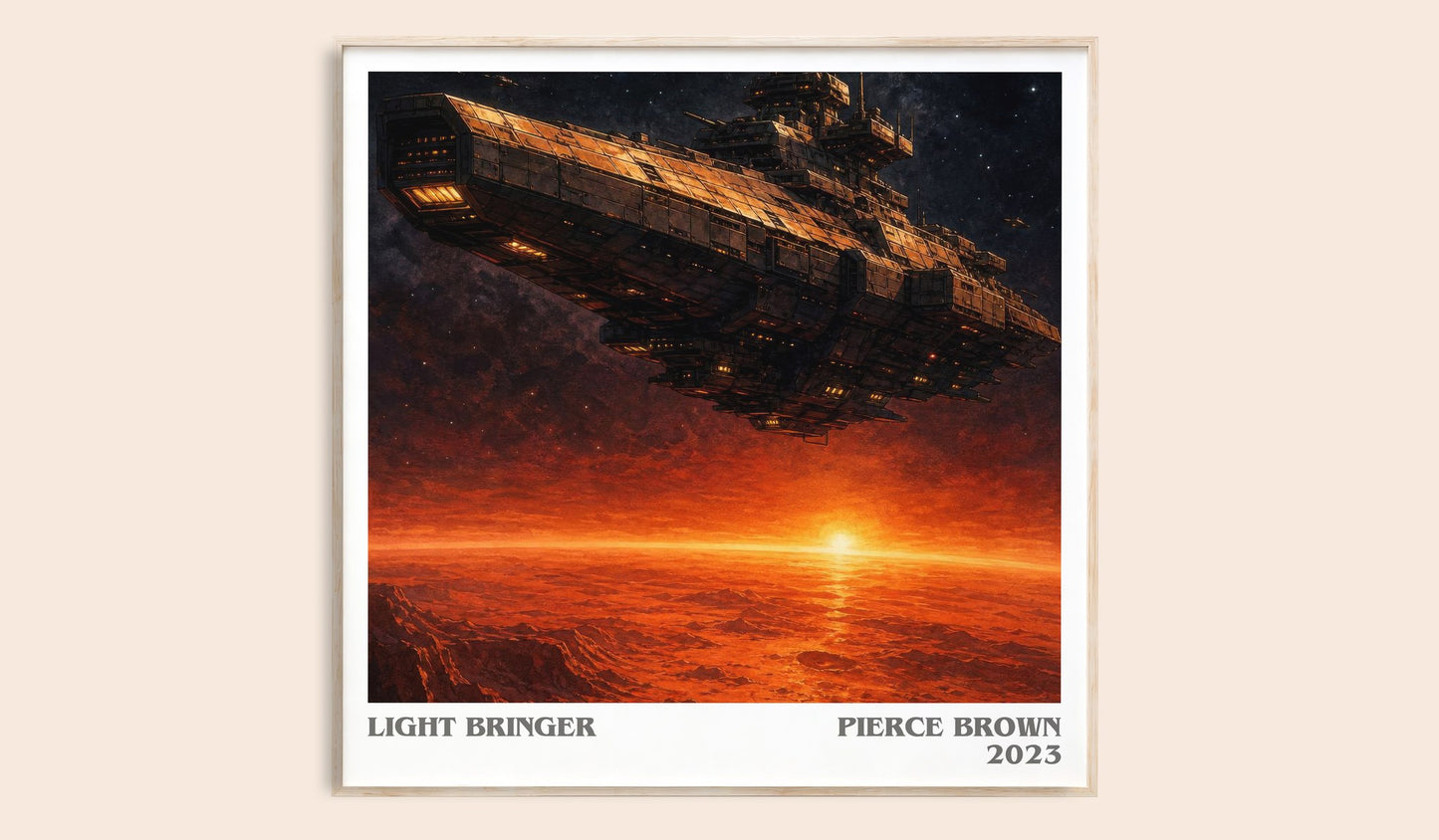 Light Bringer literary book poster by Pierce Brown – framed literary art print