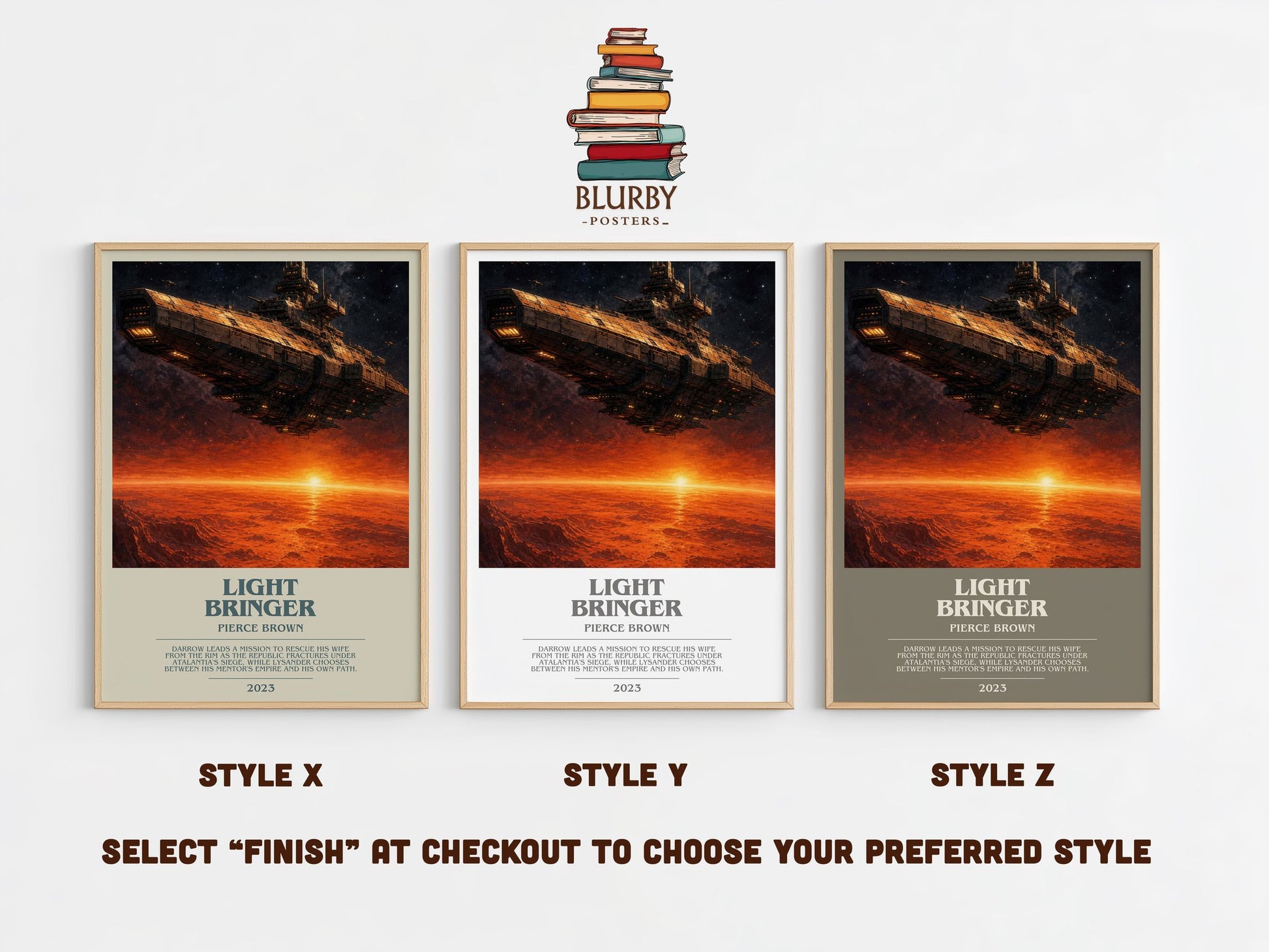 Light Bringer bookish print in frame leaning in hallway – sci fi wall art