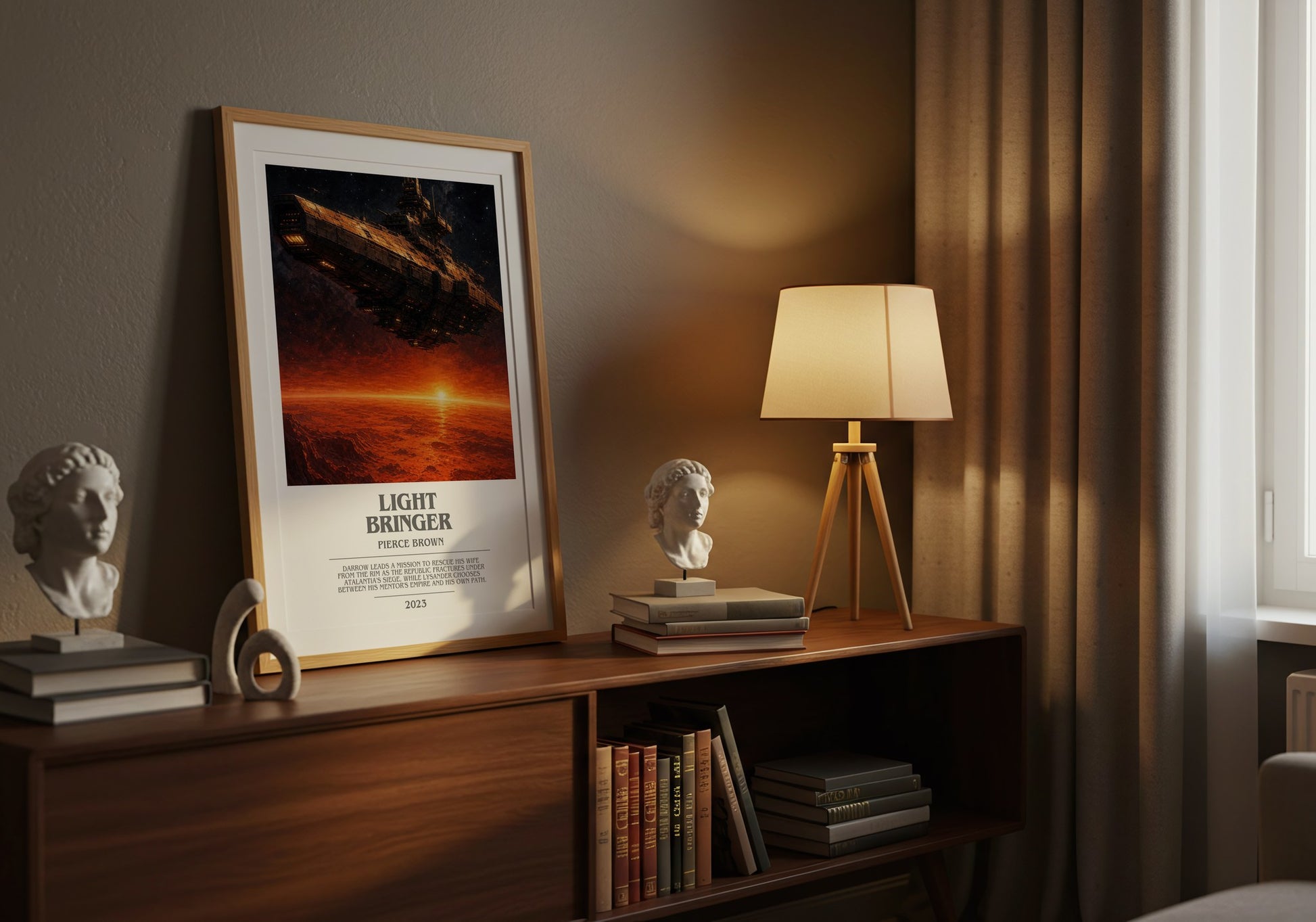 Light Bringer bookish book poster framed on wall – sci fi wall art