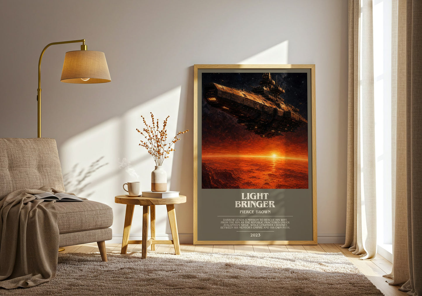 Light Bringer bookish print on bookshelf – Pierce Brown fan gift