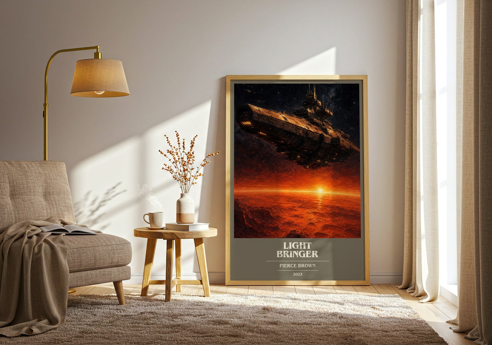 Light Bringer book cover print on bookshelf – Pierce Brown fan gift