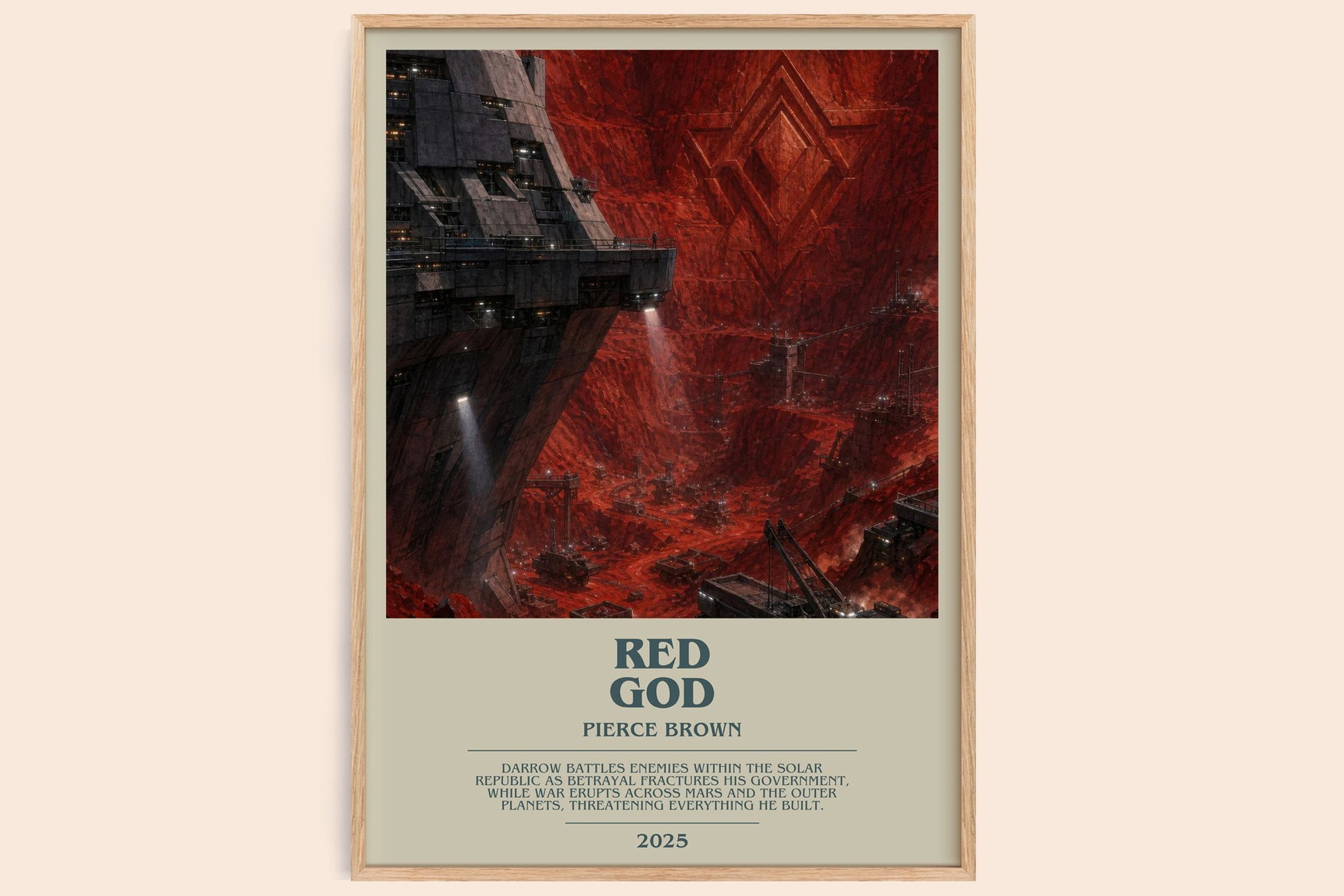 Red God bookish book poster by Pierce Brown – framed literary art print