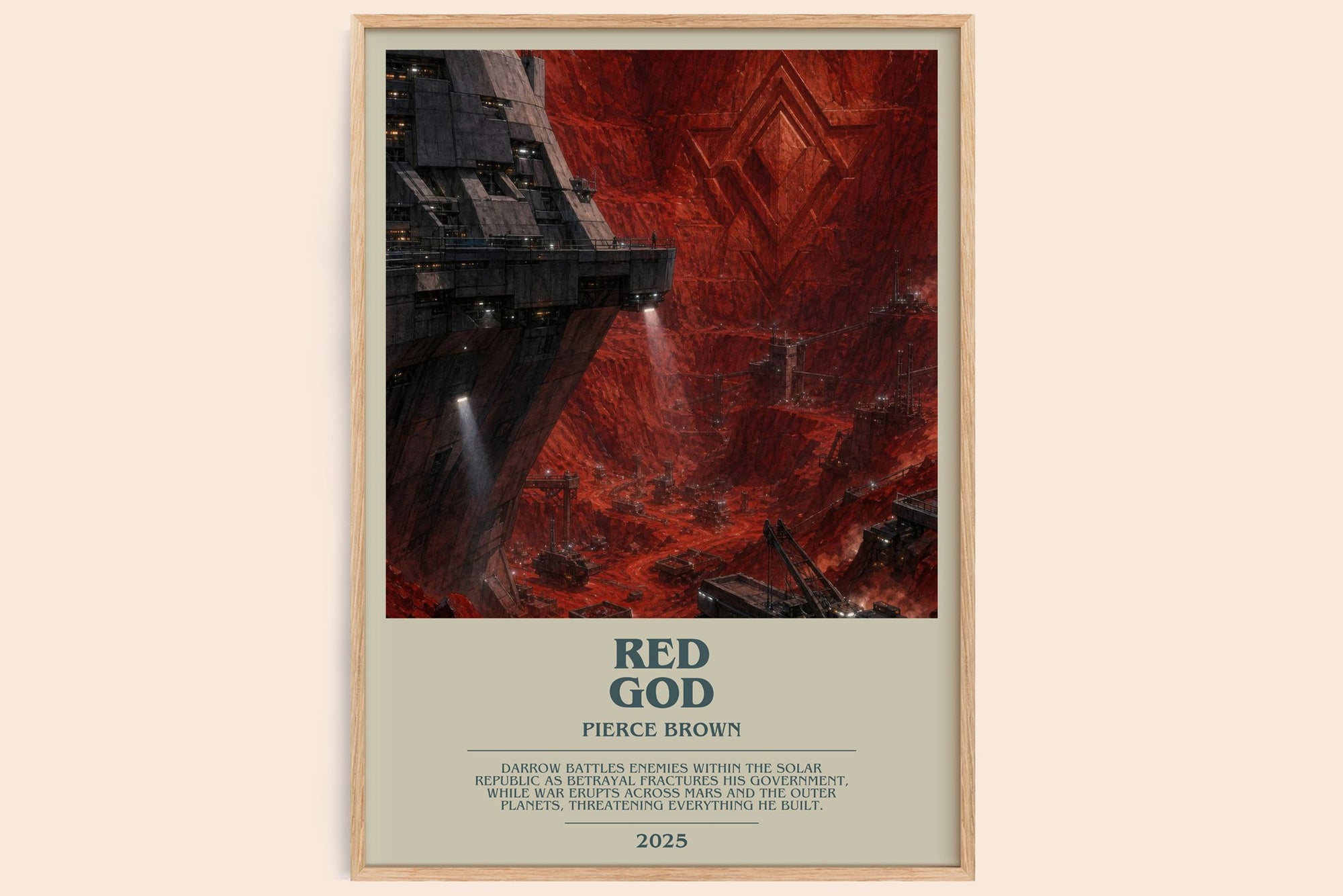 Red God bookish book poster by Pierce Brown – framed literary art print