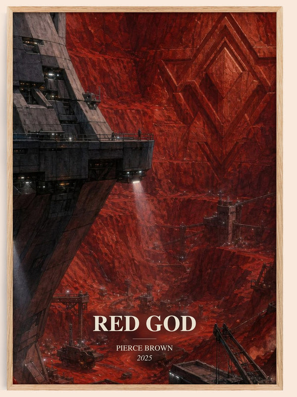 Red God watercolour book poster by Pierce Brown – framed literary art print