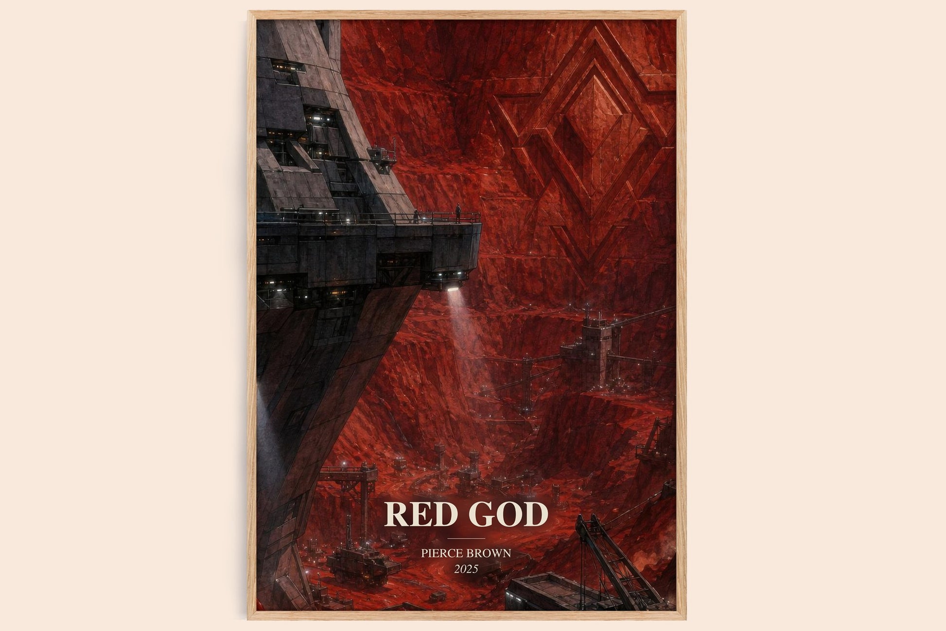 Red God watercolour book poster by Pierce Brown – framed literary art print