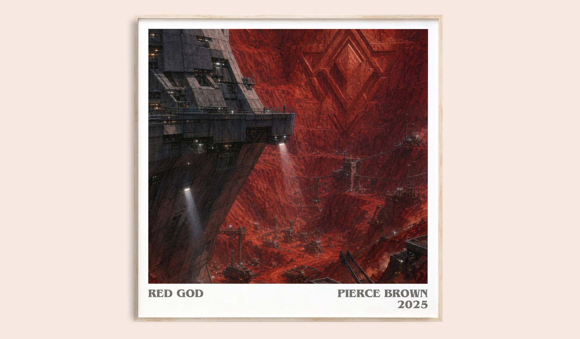 Red God literary book poster by Pierce Brown – framed literary art print