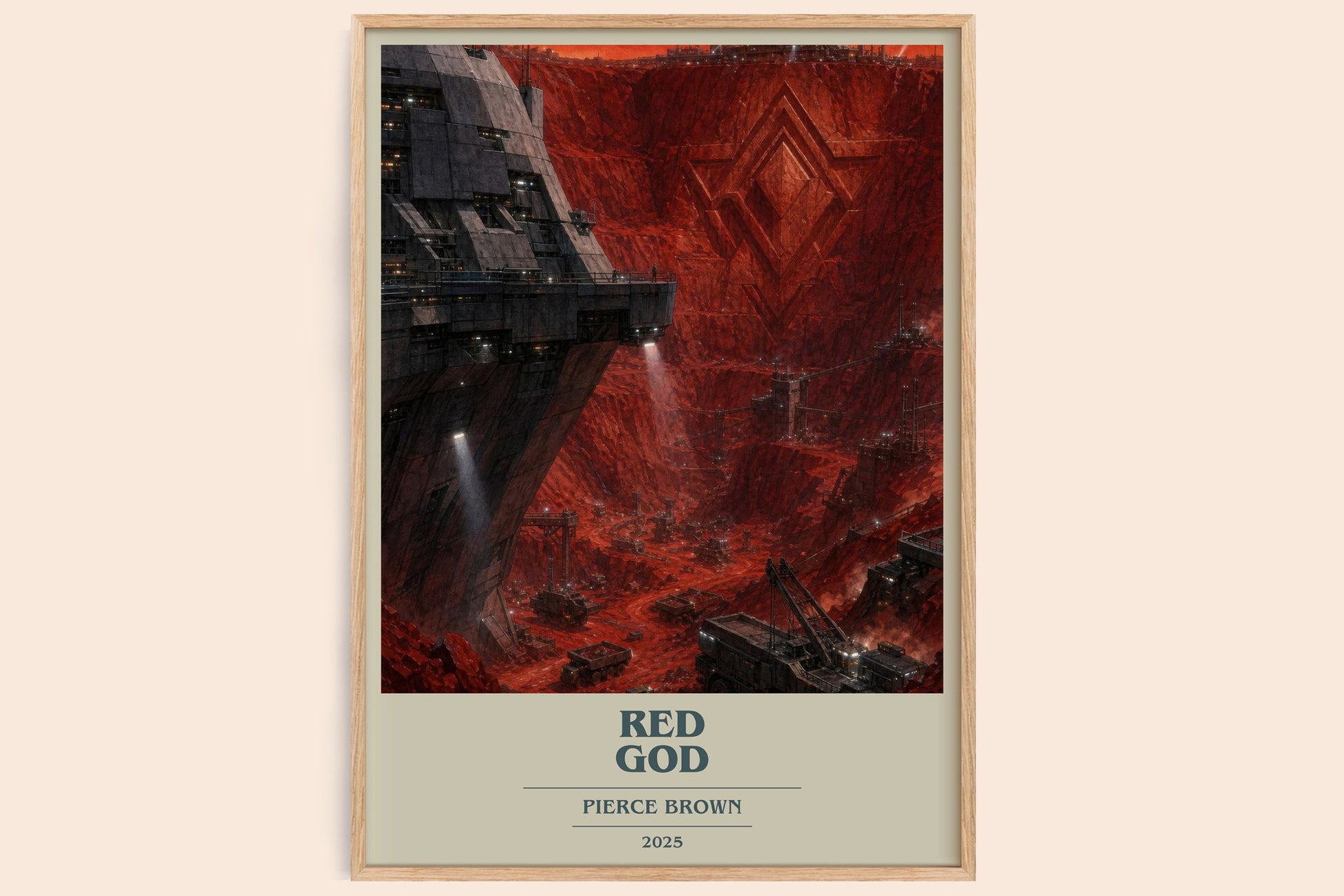 Red God book cover book poster by Pierce Brown – framed literary art print